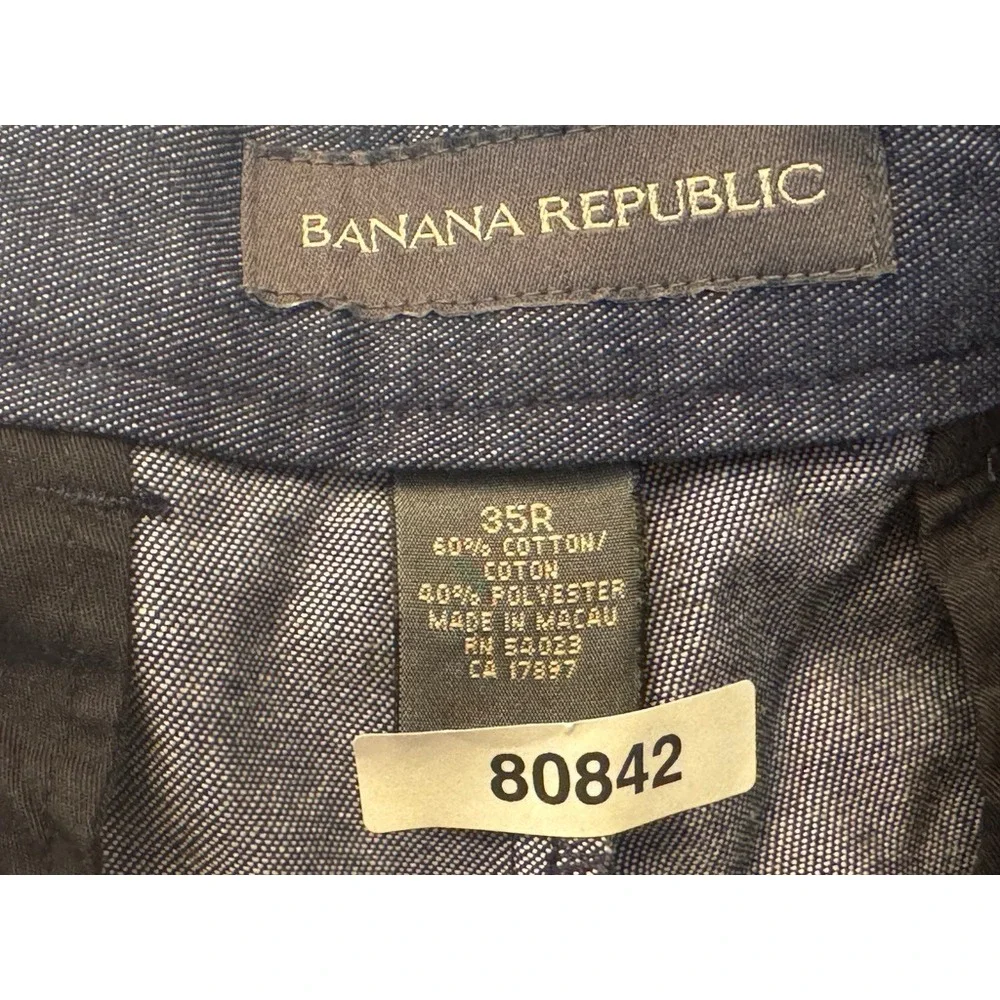 Banana Republic Mens 35R Blue Dress Pants Flat Front Straight Leg 711926-0 SP 01